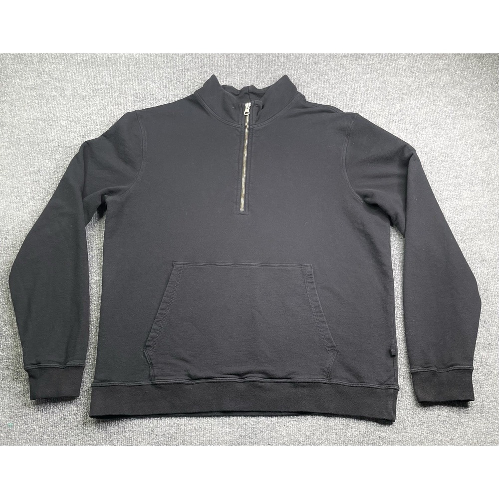 American Giant Quarter Zip Sweatshirt Mens Large Black Cotton Pullover USA Made